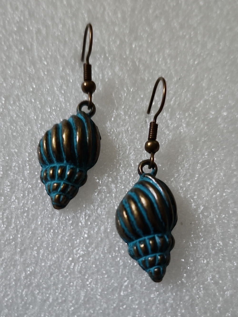 Hand Crafted Bronze and Turquoise Shell Drop Earrings - Women Jewelry